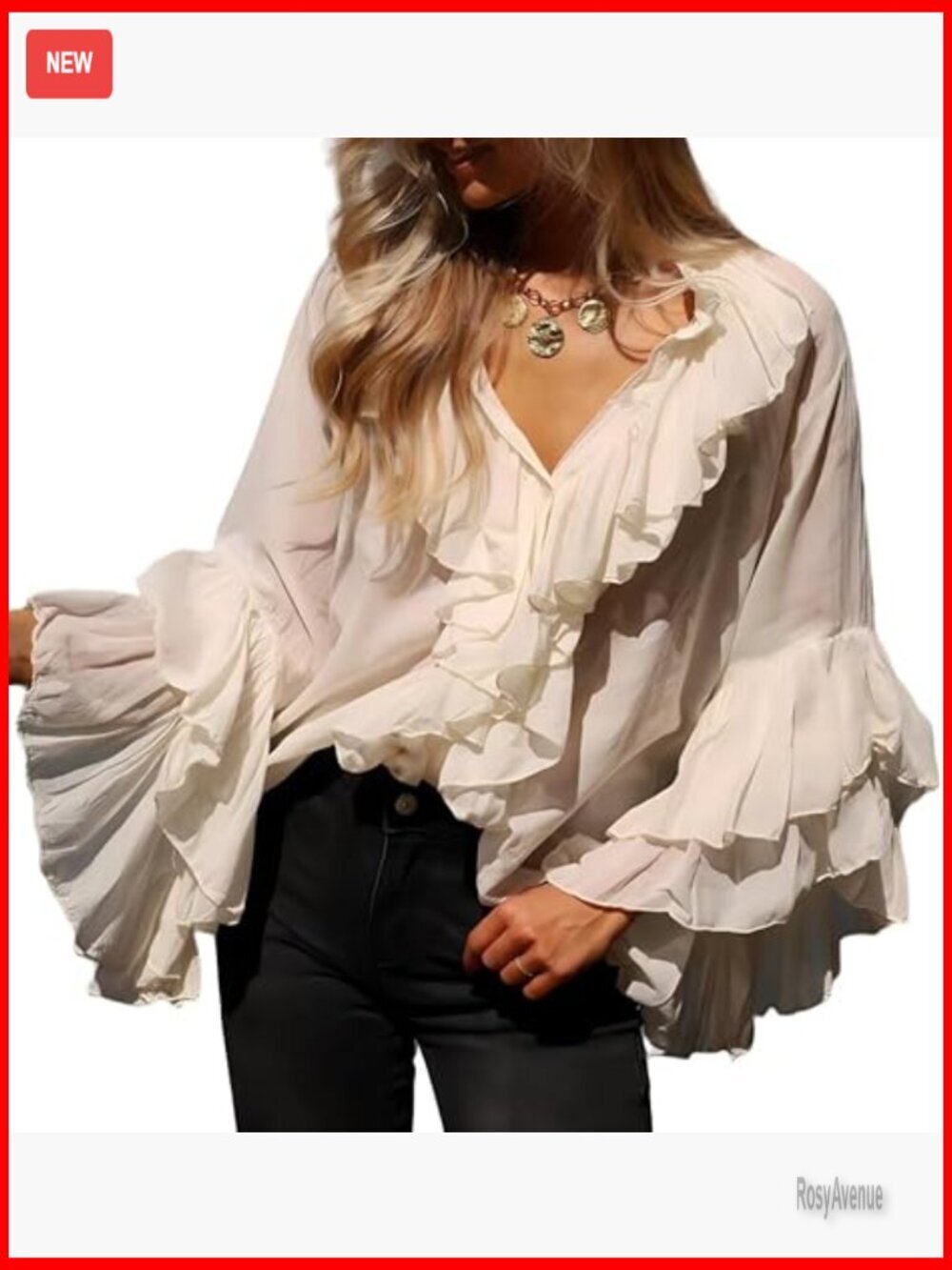 Flowy Chiffon Ruffled Top Boho Puff Long Sleeve Peplum V Neck Tie Front See